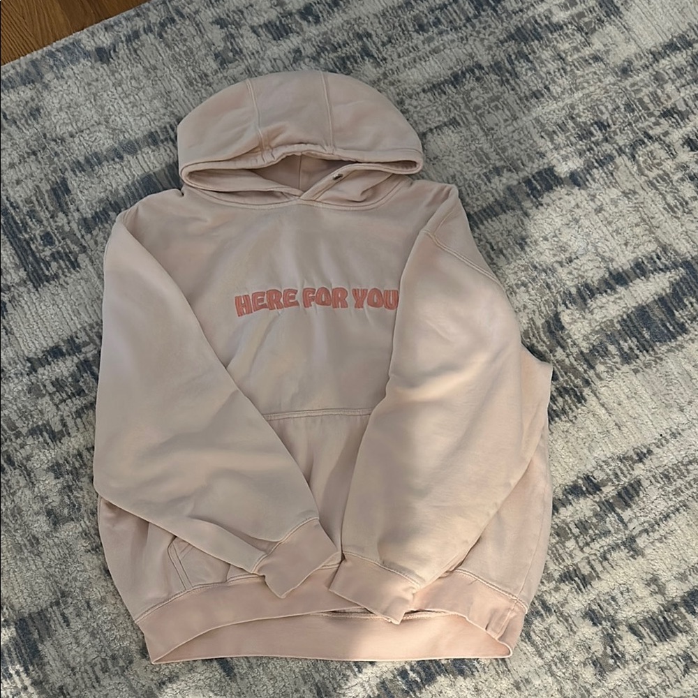 Pink Hoodie with 'Here For You' Text
